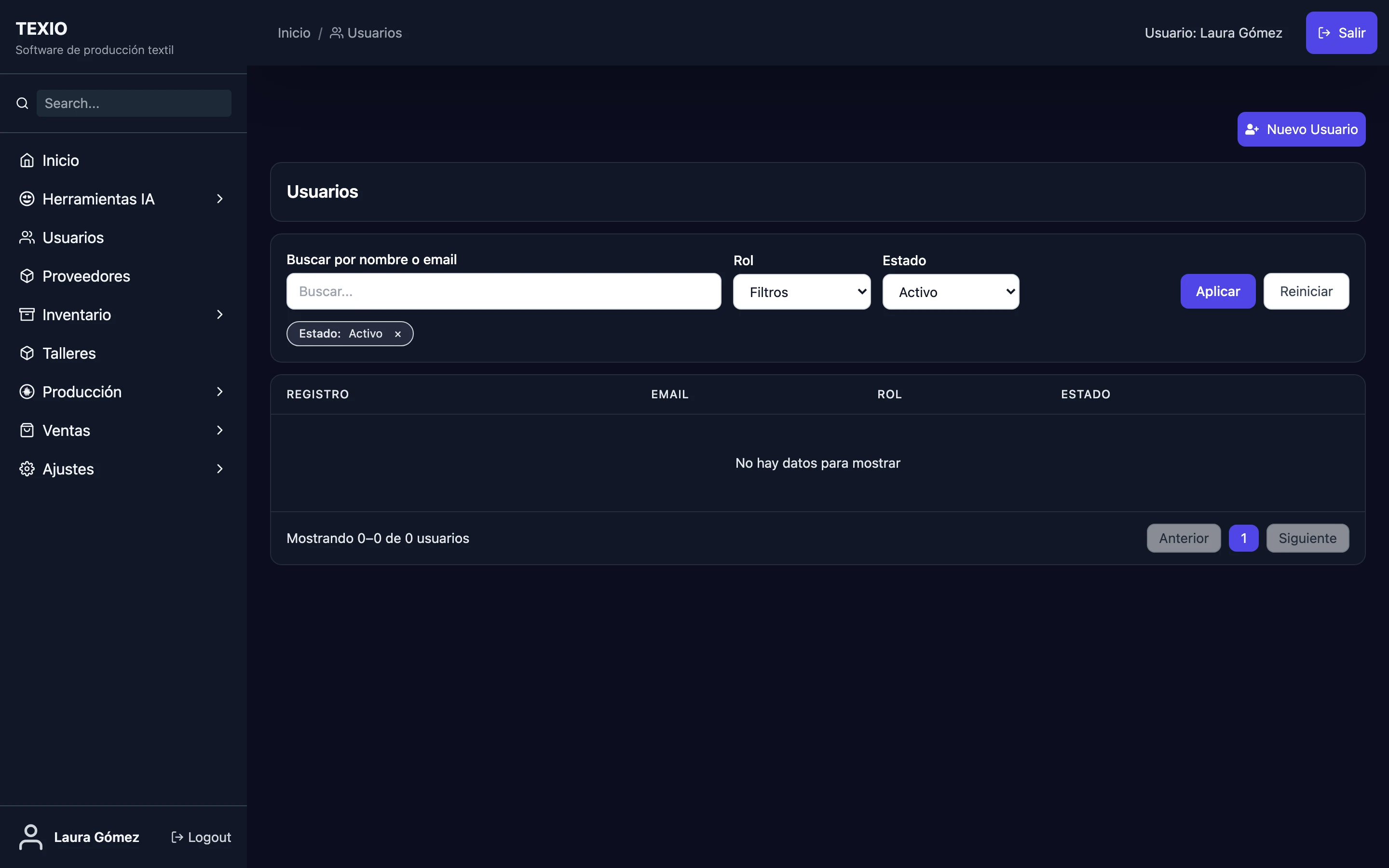 Lista de usuarios